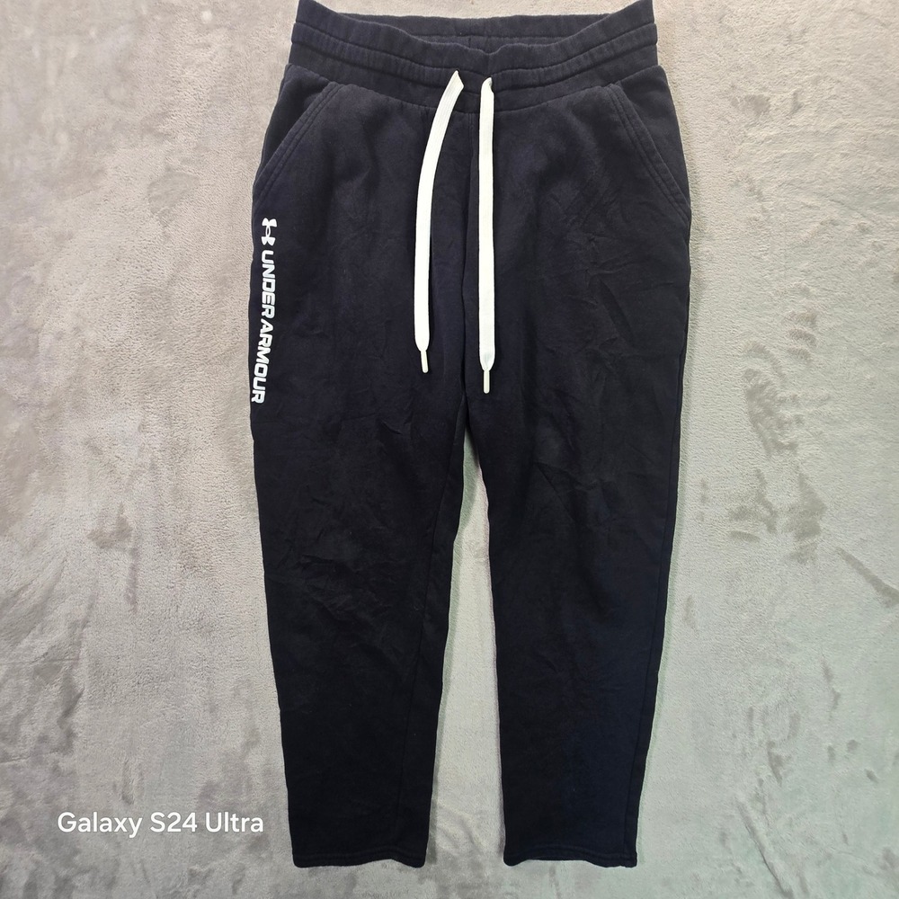 Under Armour Mens Rival Fleece Joggers Black Loose Fit Sweatpants Medium